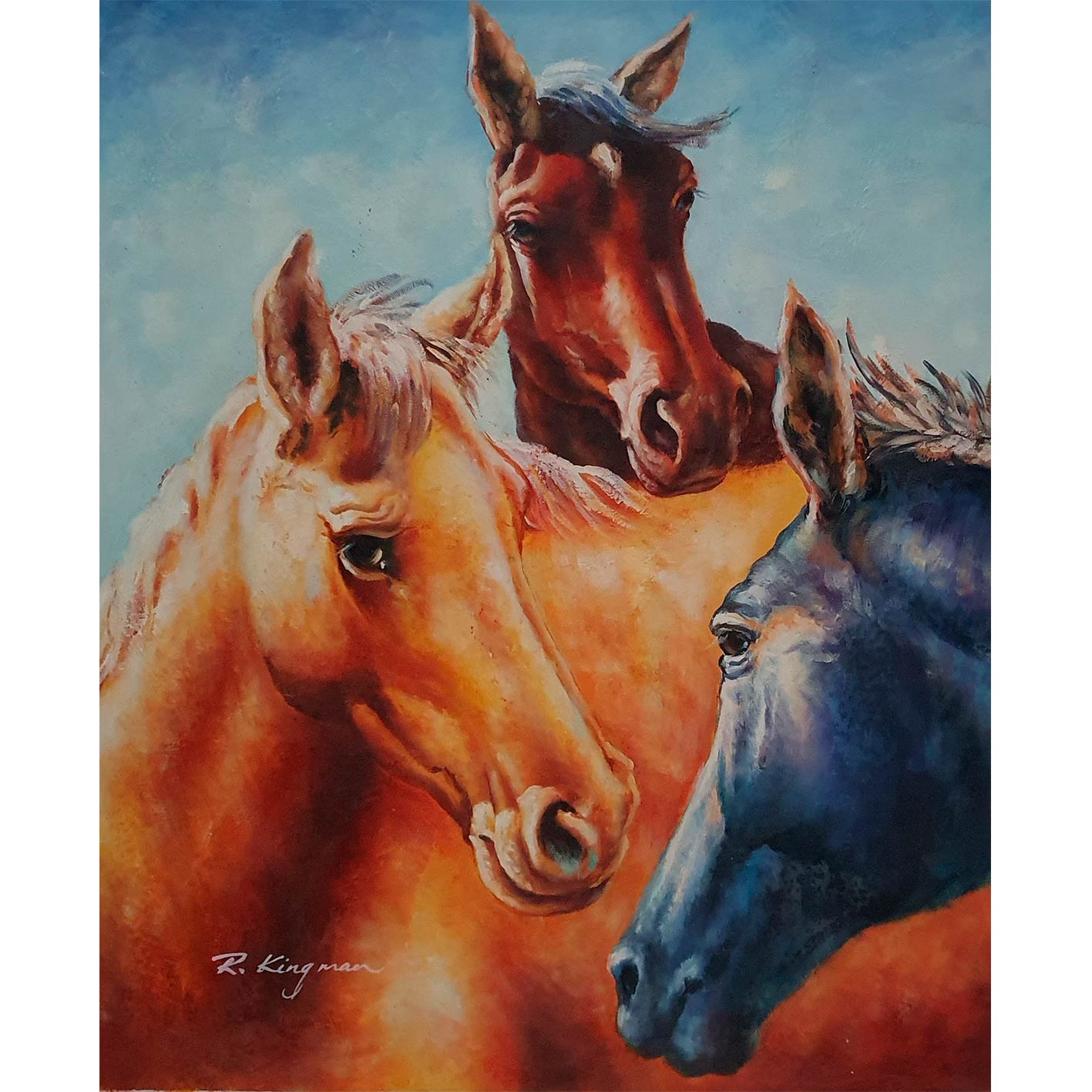 Arte ecuestre sobre lienzo en colores intensos