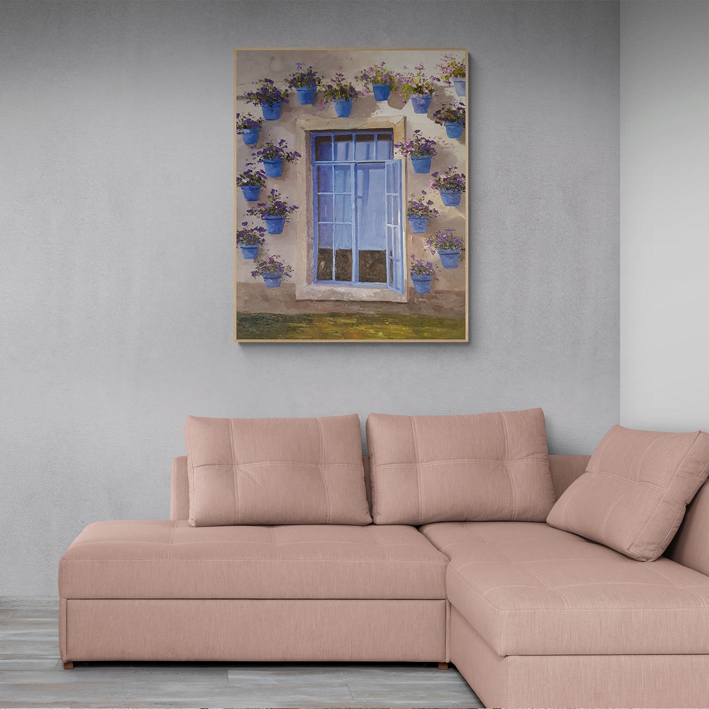 Cuadro de ventana al oleo sobre lienzo