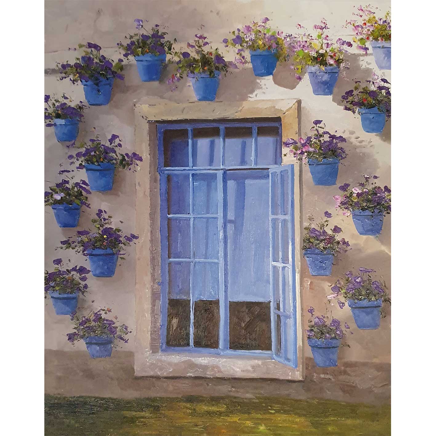 Cuadro de ventana al oleo sobre lienzo original