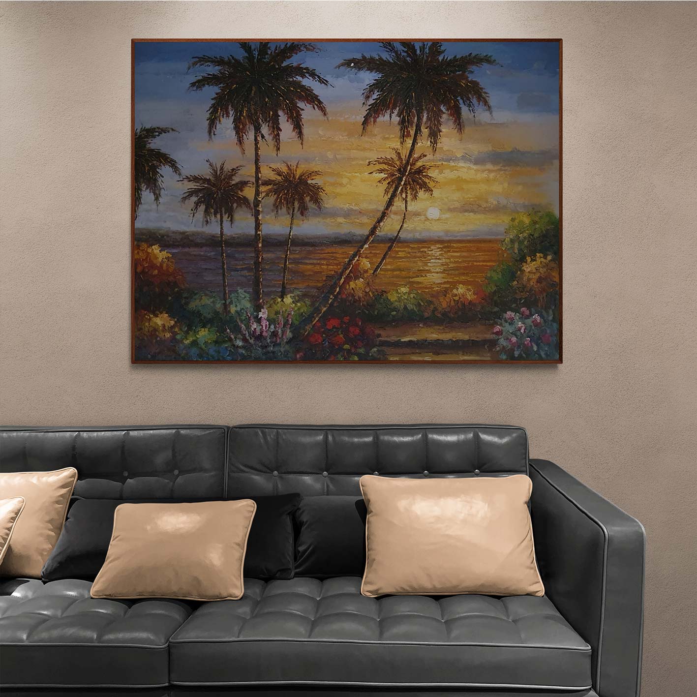 Cuadro Playa Con Palmeras 120x90 cm