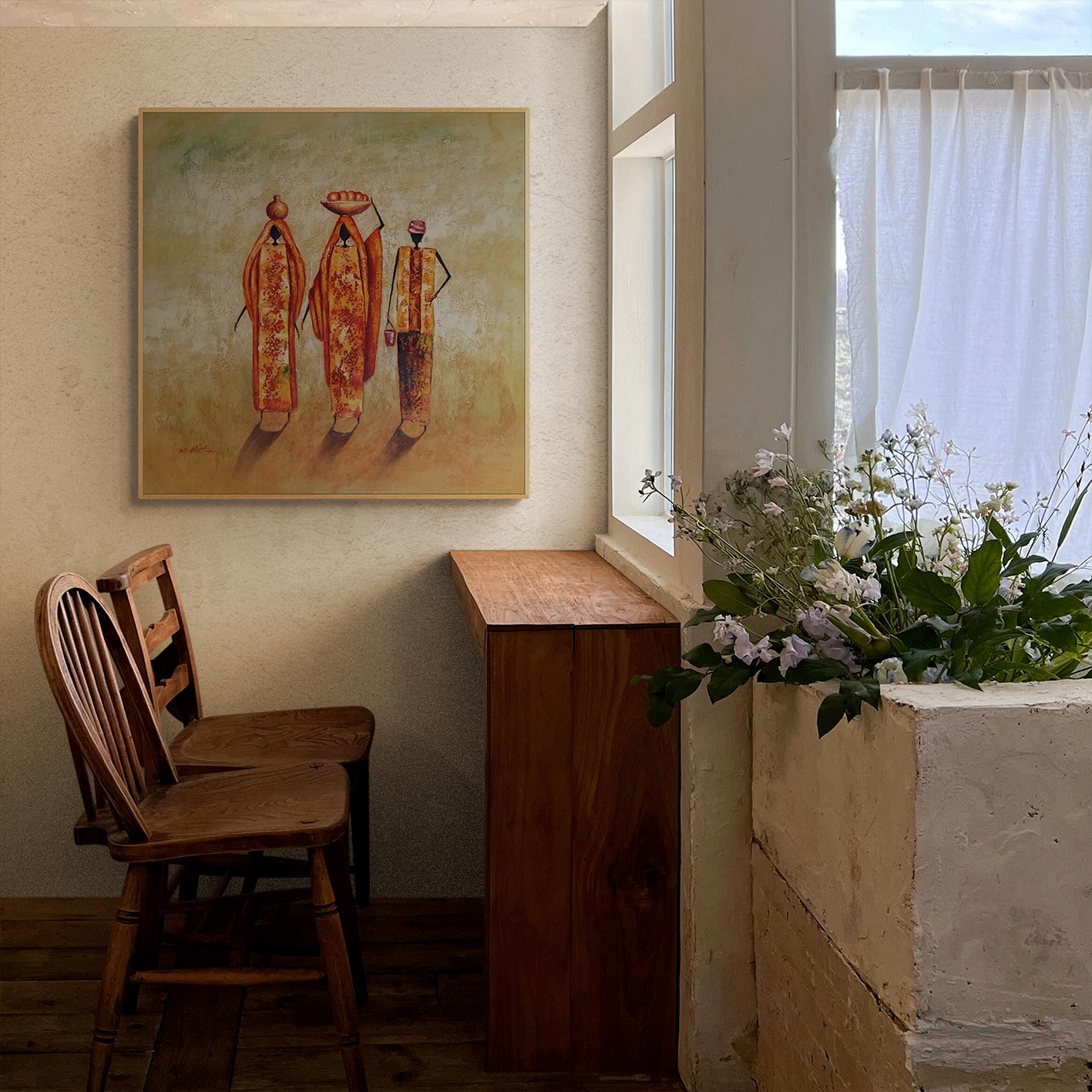 Cuadros Oleo Lienzo Mujeres Africanas 80x80 cm