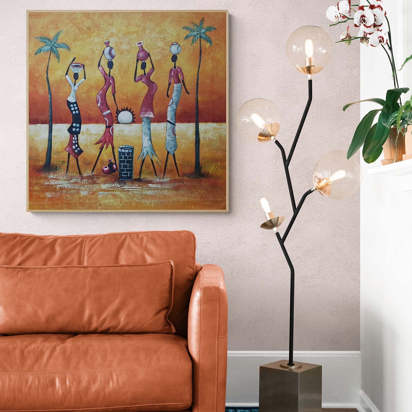 Cuadro Africanas Pozo 80x80 cm