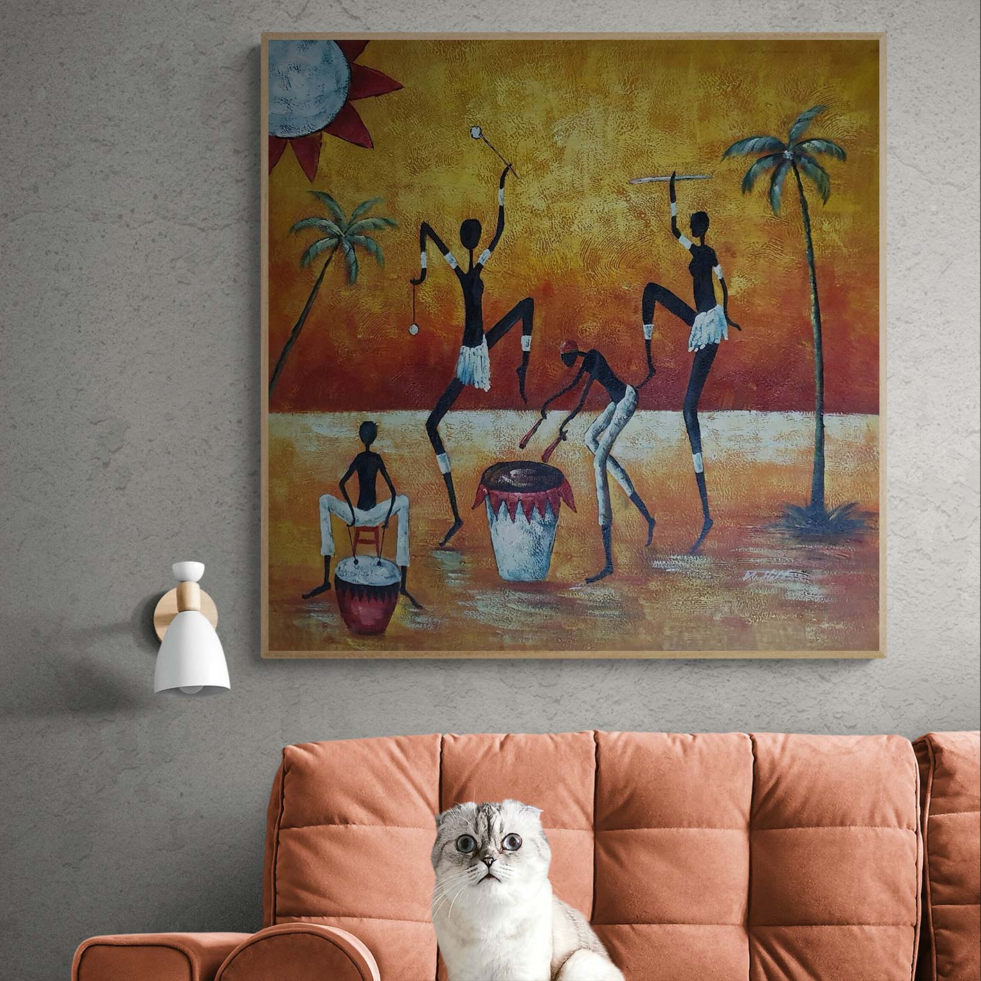 Cuadro Africanos Danza I  80x80 cm