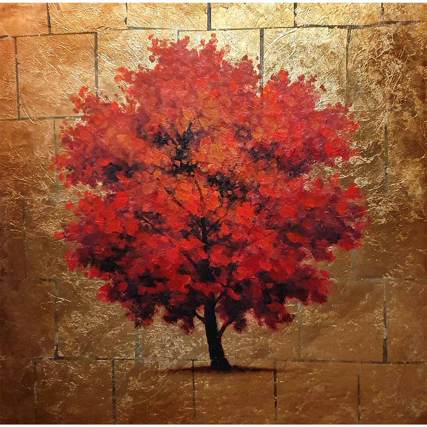 Cuadro Arbol Oro 80x80 cm