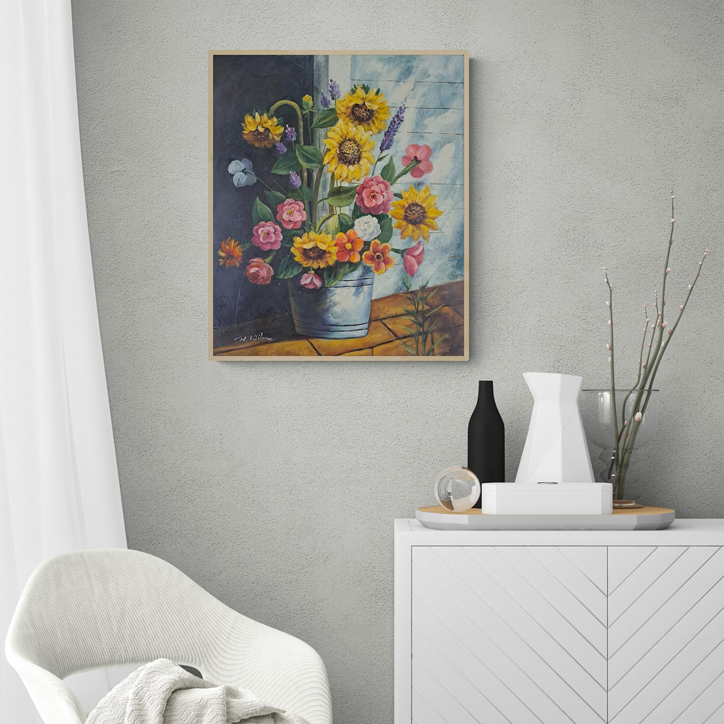 Cuadro Cubo Flores 50x60 cm