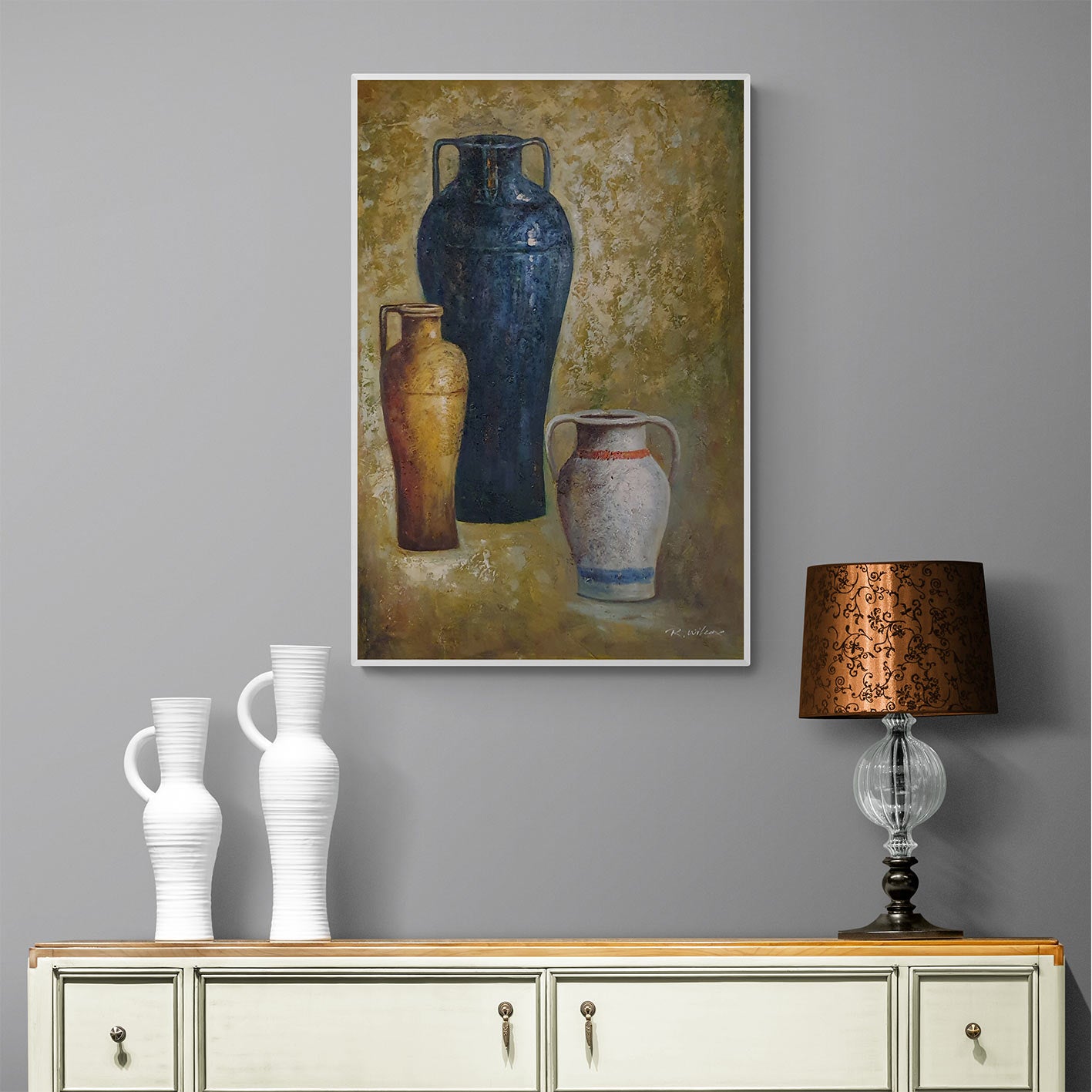 Cuadro Bodegon Anforas  60x90  cm
