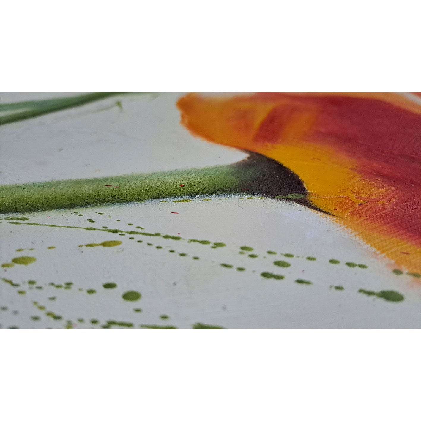 Cuadro Oleo Lienzo Flor deseo Naranja 60x50 cm