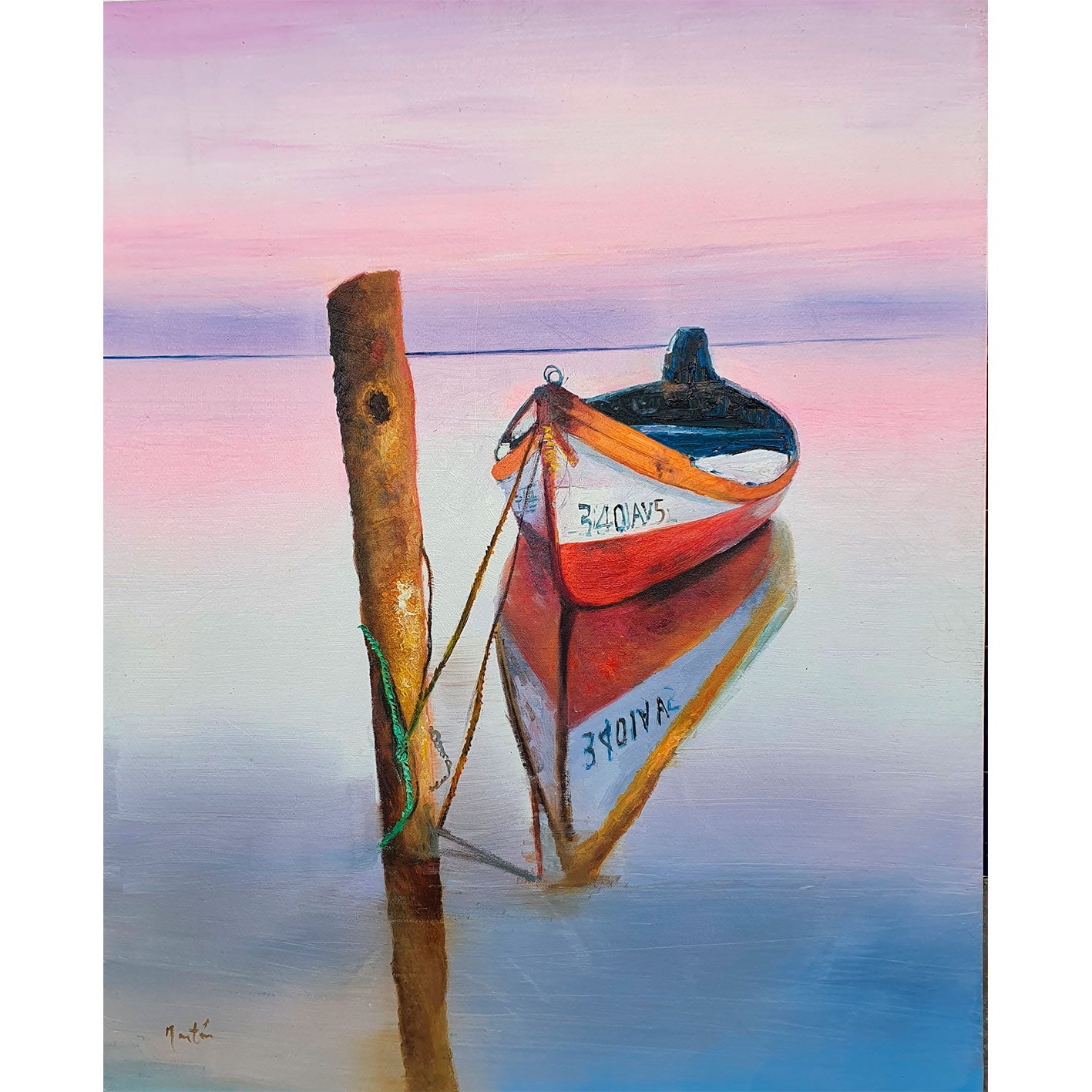 Cuadro Barca Amarrada  82x102 cm