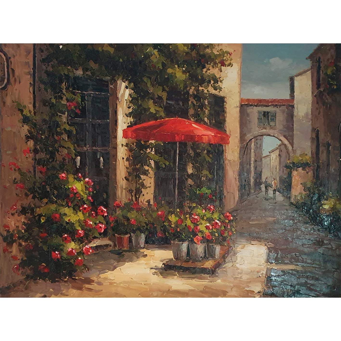 Cuadro Calle Paris Flores 120x90 cm