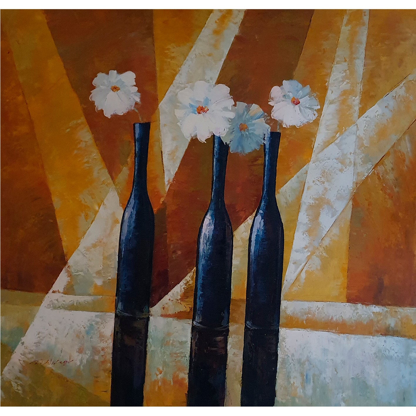 Cuadro Diptico Flores Colores 80x80 cm [2 piezas]