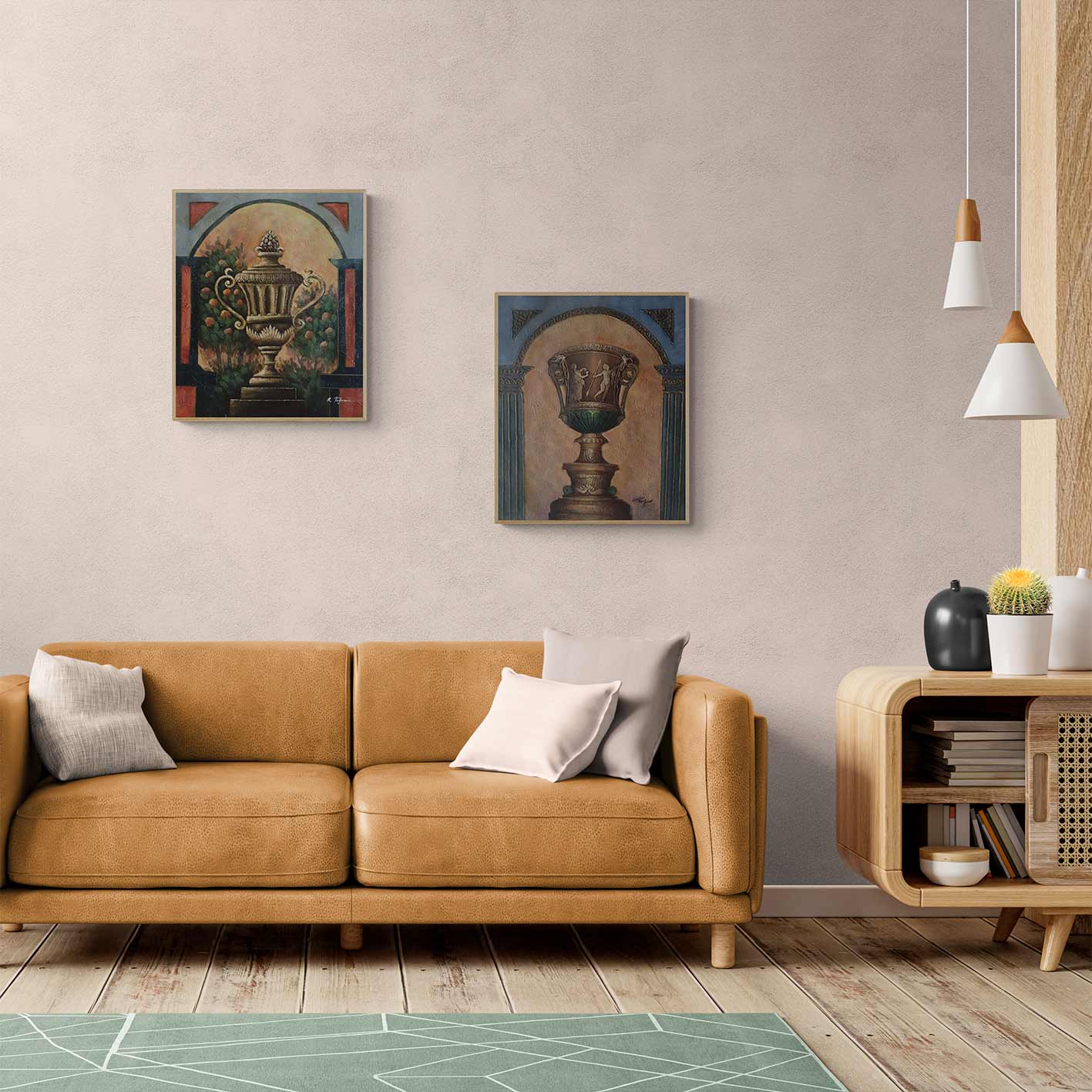 Cuadro Diptico Jarron Relieve IV  50X60 cm [2 piezas]
