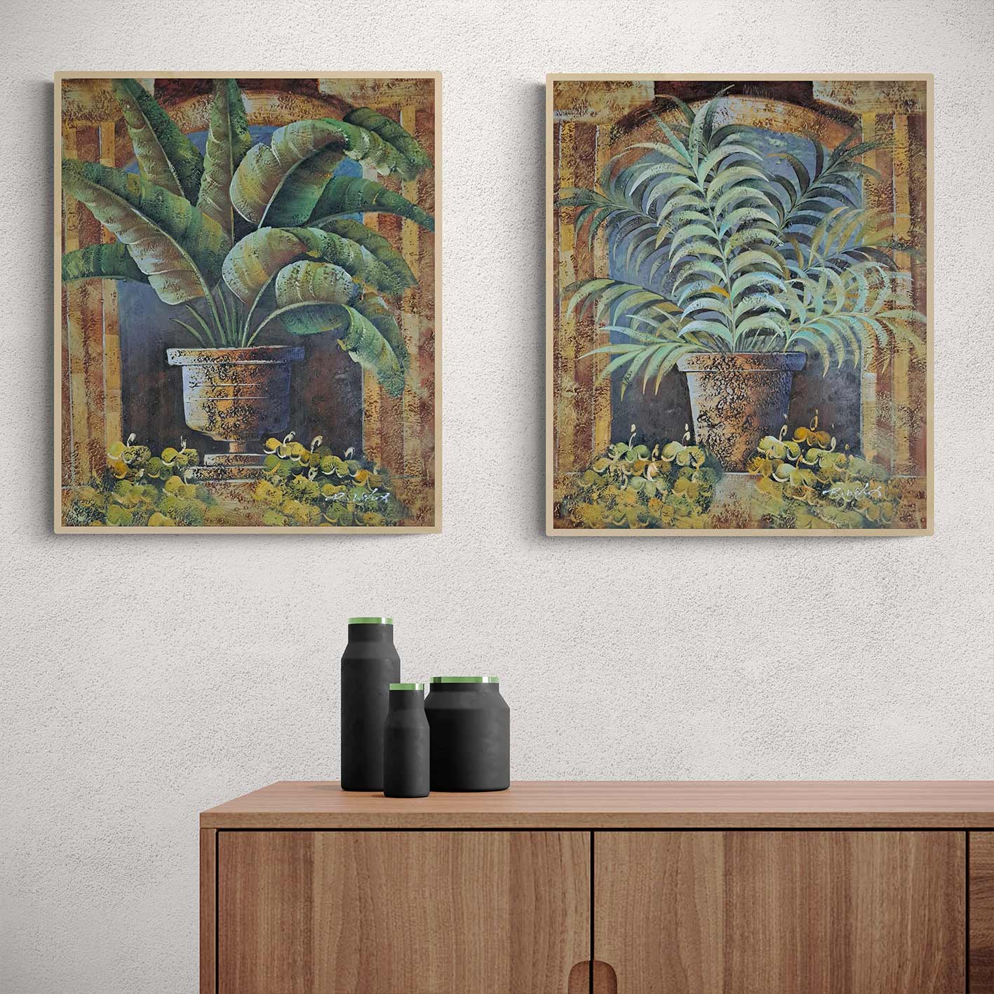 Cuadro Díptico Macetas 50X60 cm [2 piezas]