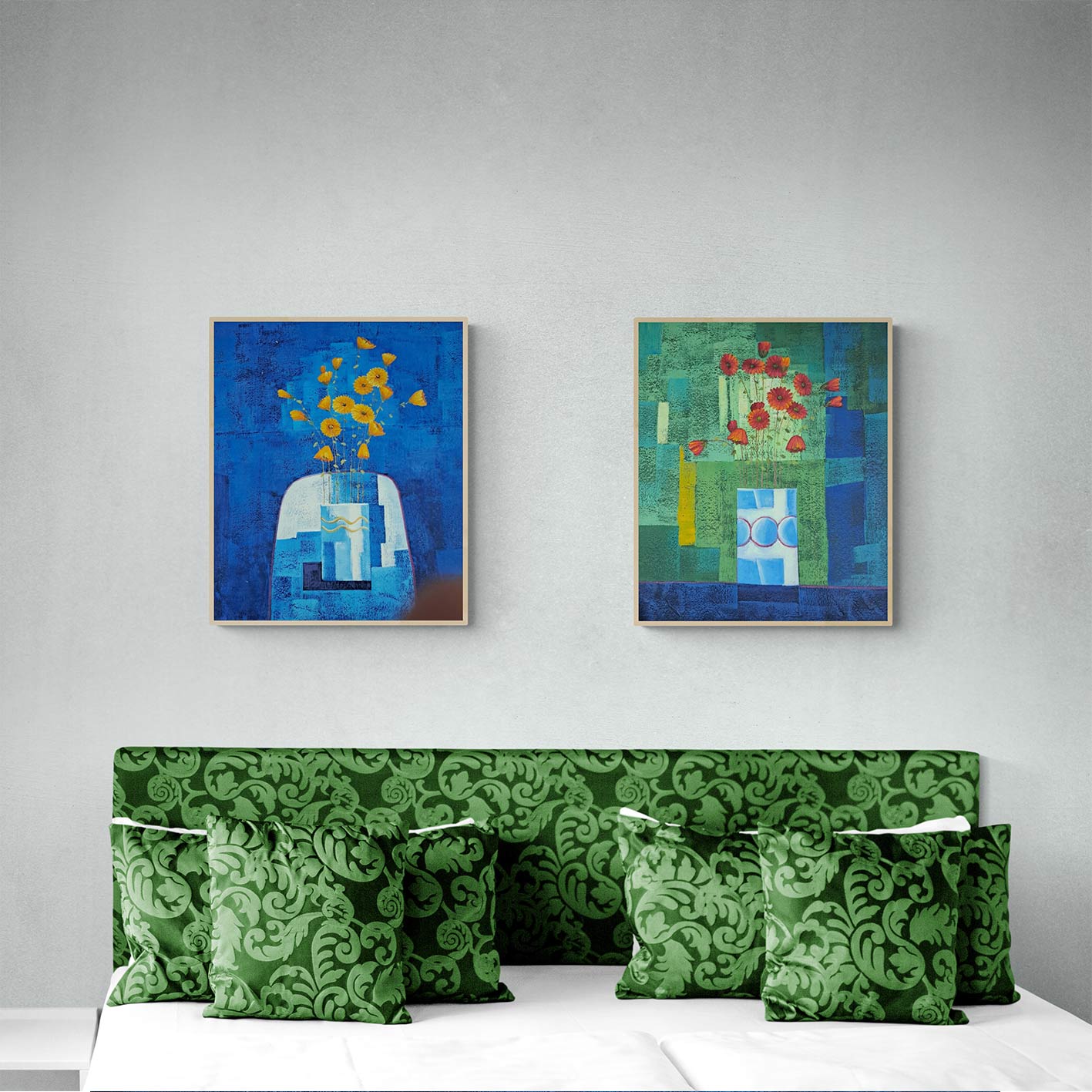 Cuadro Diptico Margaritas 50X60 cm [2 piezas]