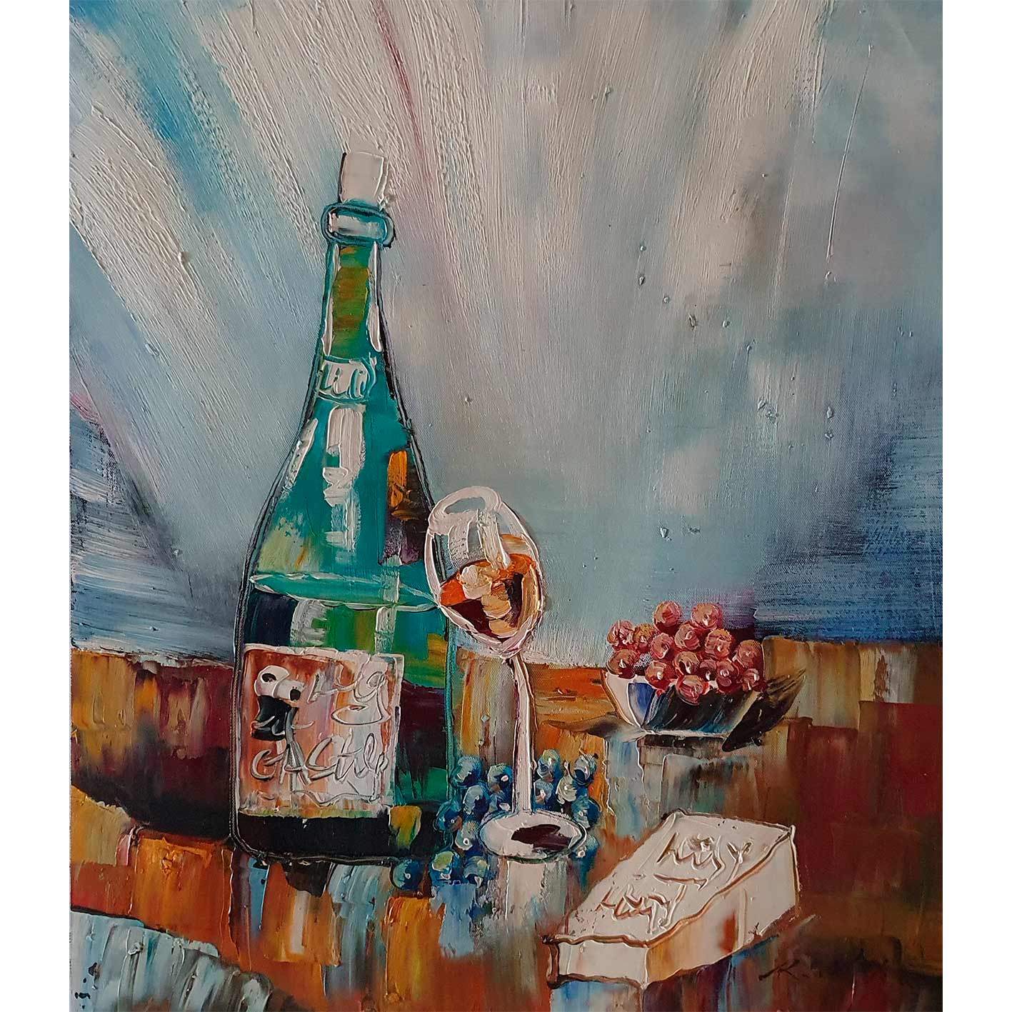 Cuadro Diptico Vino Uvas 50X60 cm [2 piezas]