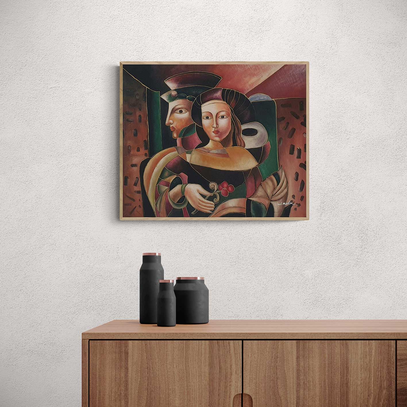 Cuadro Figuras Rostro  60x50 cm