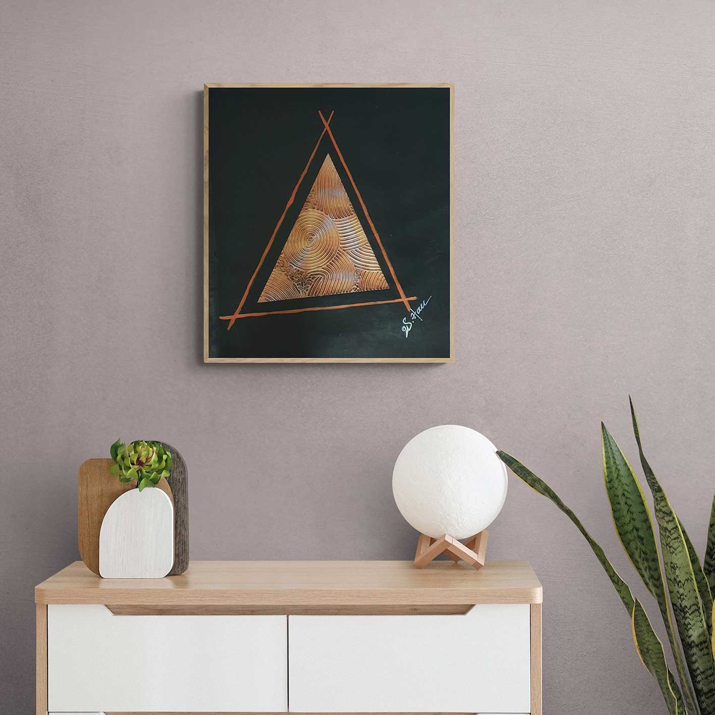Lienzo decorativo negro y dorado contemporáneo