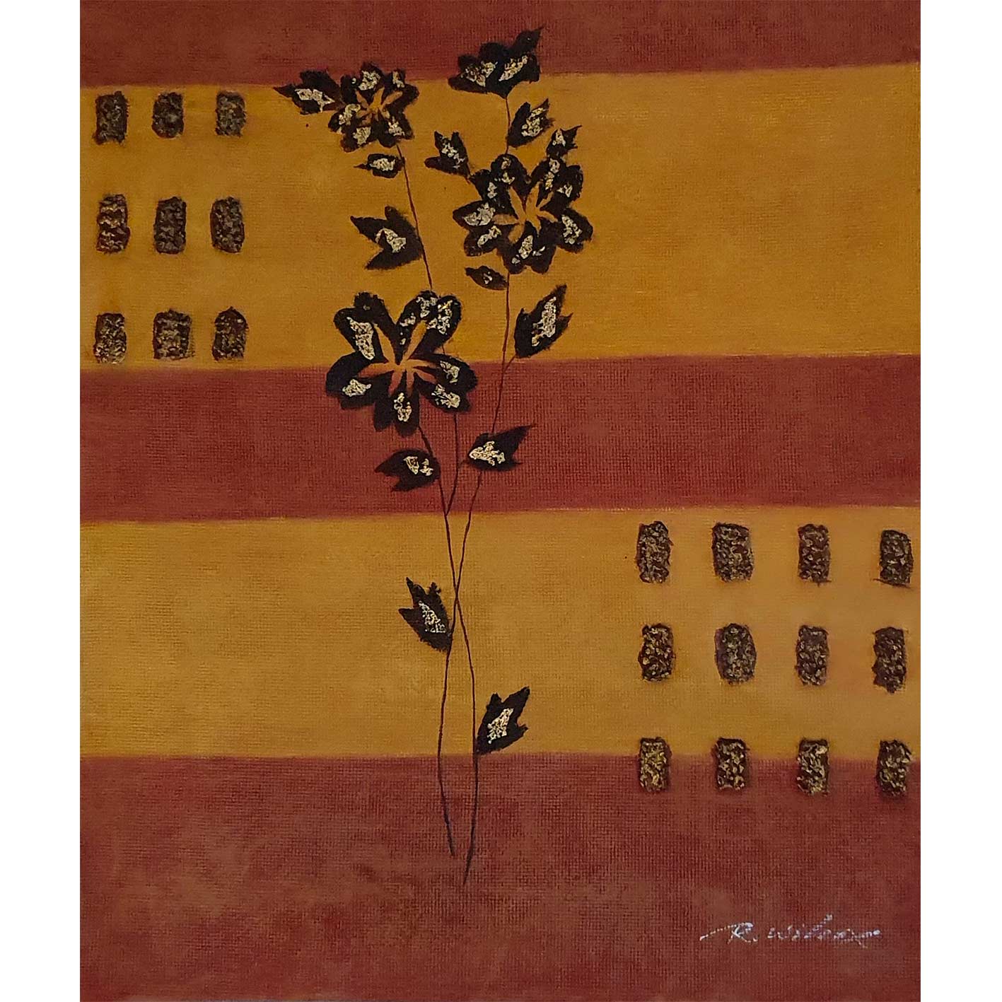 Cuadro Diptico Flor Dorada  50x60 cm [2 piezas]