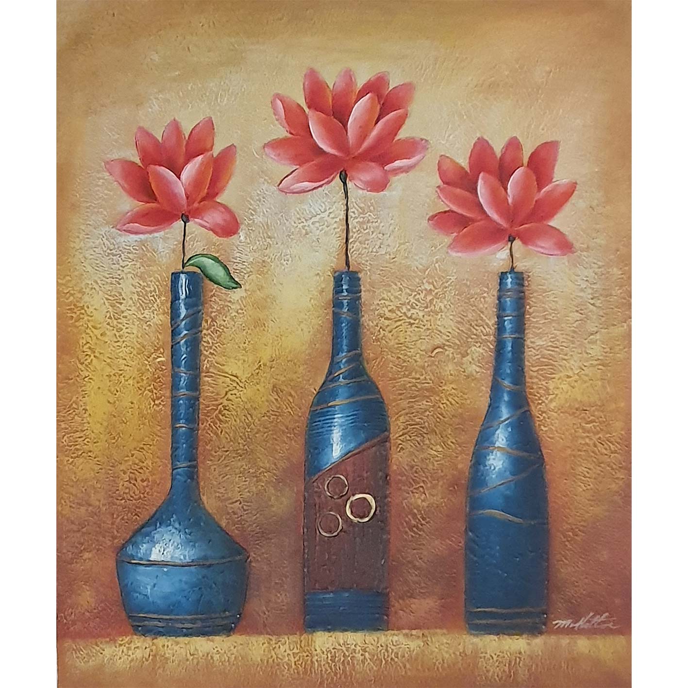 Cuadro Diptico Flores Relieve 50x60 cm [2 piezas]