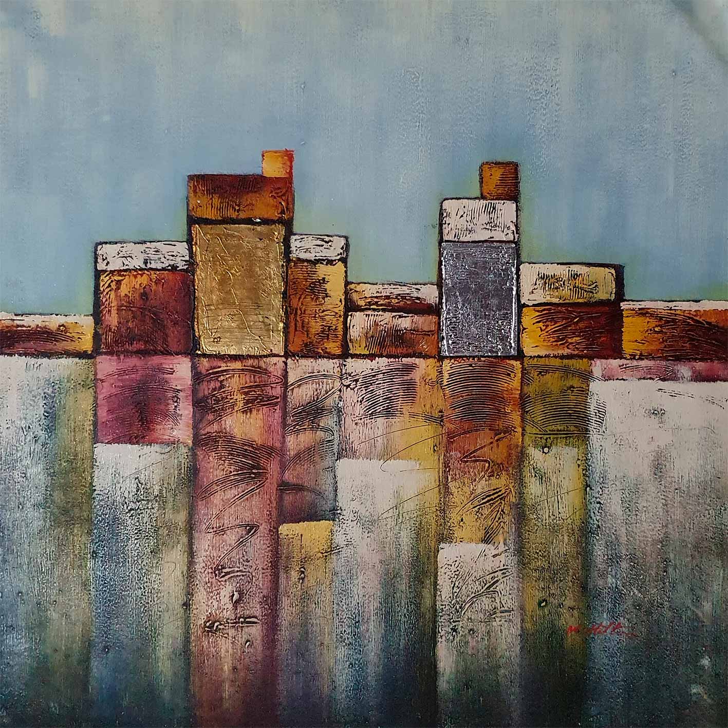 Cuadro Ciudad Moderna 80x80 cm