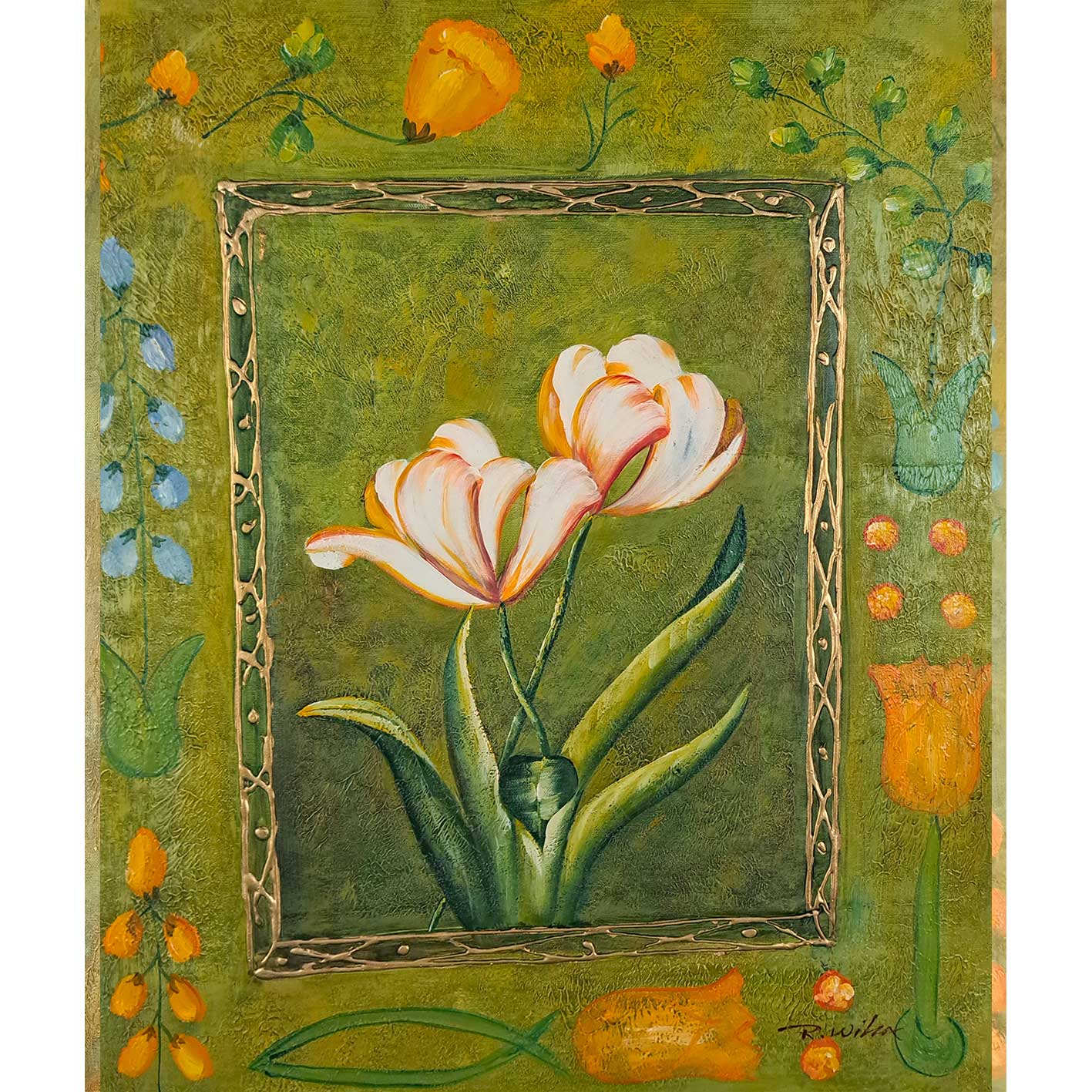 Cuadro Diptico Dos Flores  50x60 cm [2 piezas]