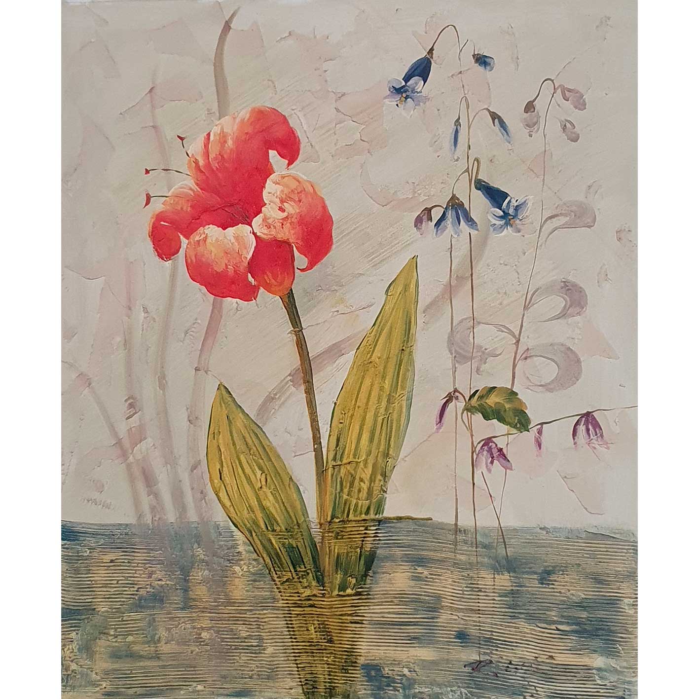 Cuadro Diptico Flor Decorativas  50x60 cm [2 piezas] Texturas
