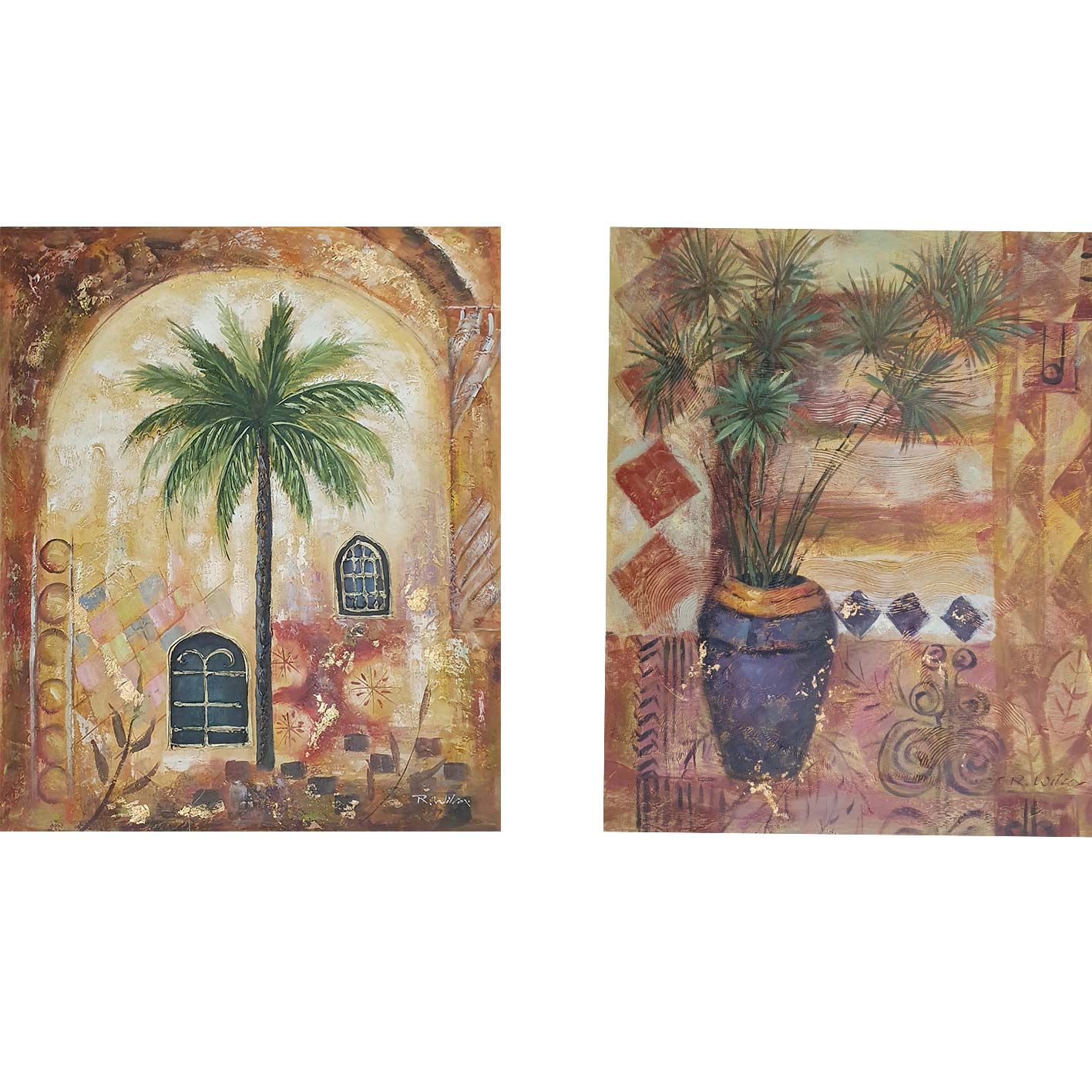 Cuadro Oleo  Diptico Floral Decor  50x60 cm [2 piezas]