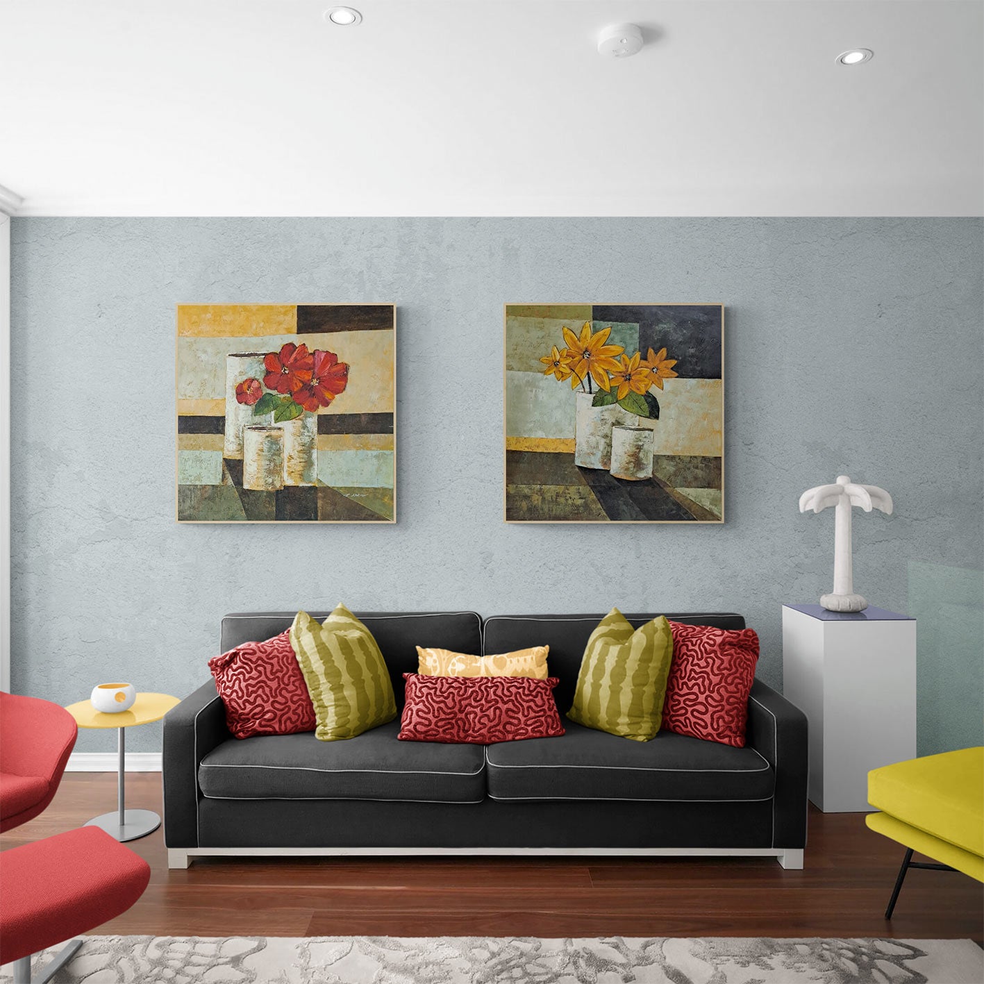 Cuadro Diptico Flores Intenso 80x80 cm [2 piezas]