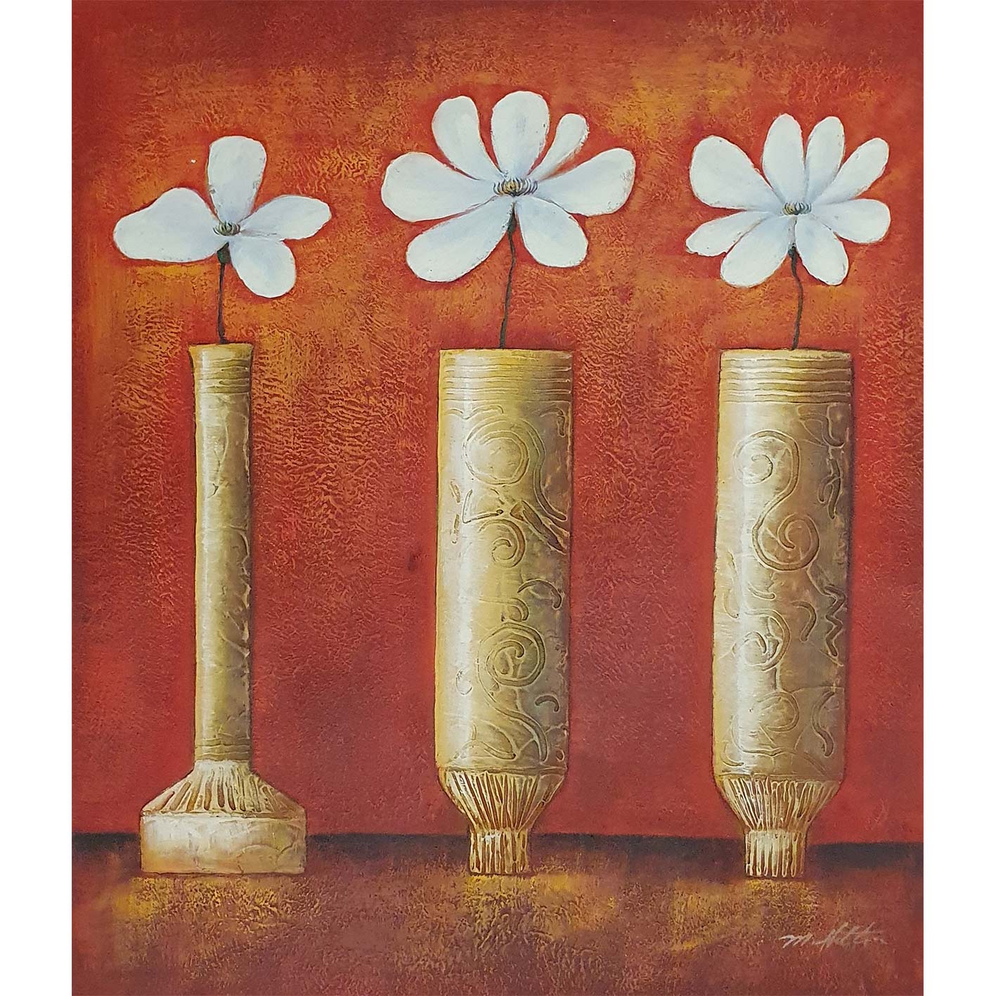 Cuadro Diptico Flores Relieve 50x60 cm [2 piezas]