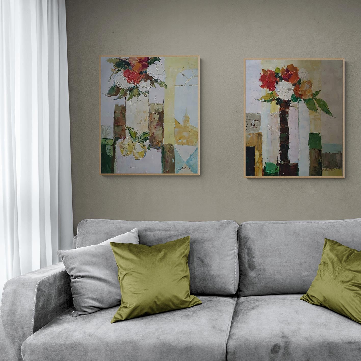 Cuadro Diptico Jarron Limon 50X60 cm [2 piezas]