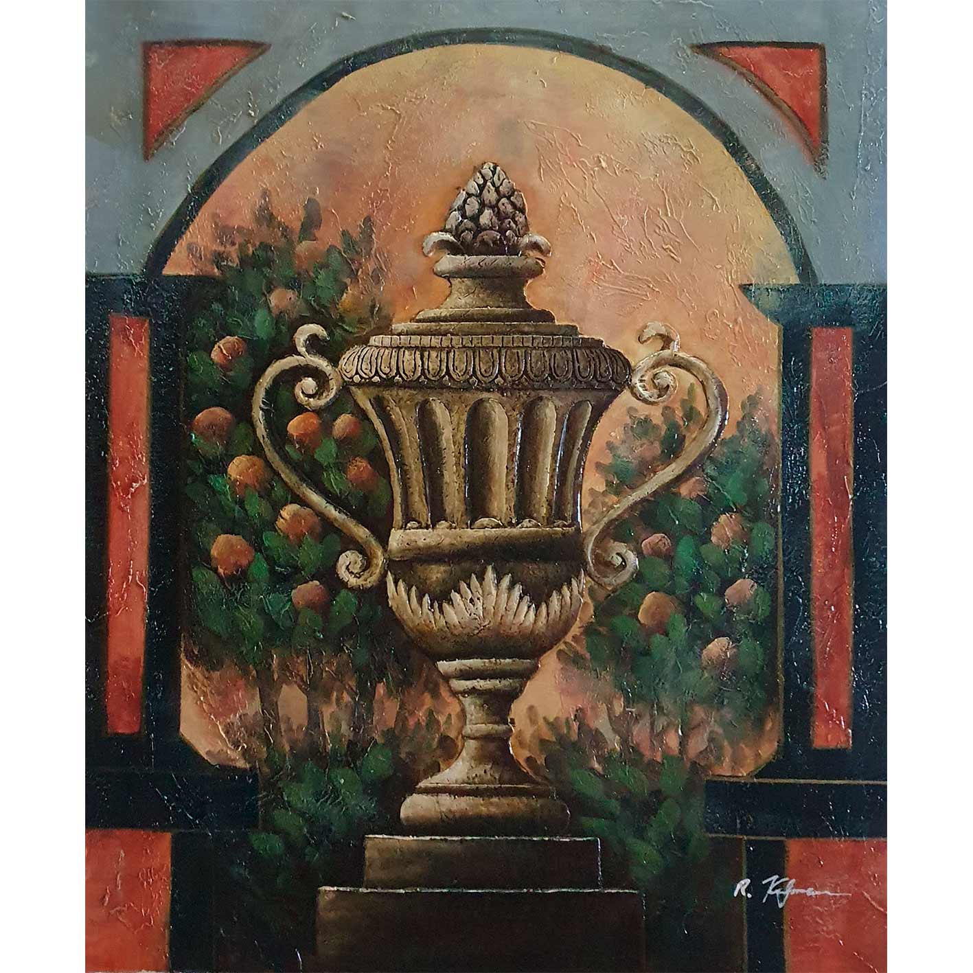 Cuadro Diptico Jarron Relieve IV  50X60 cm [2 piezas]