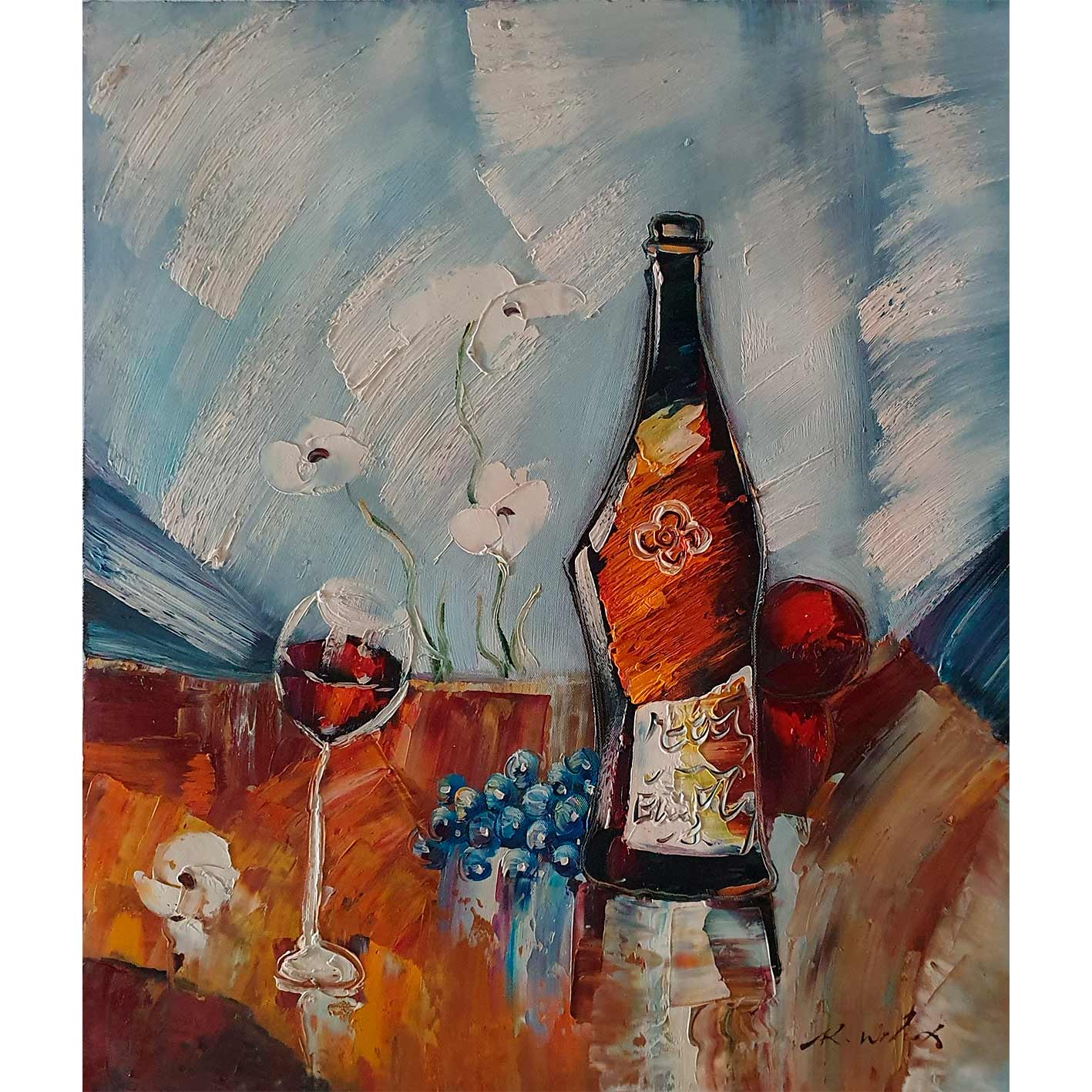 Cuadro Diptico Vino Uvas 50X60 cm [2 piezas]