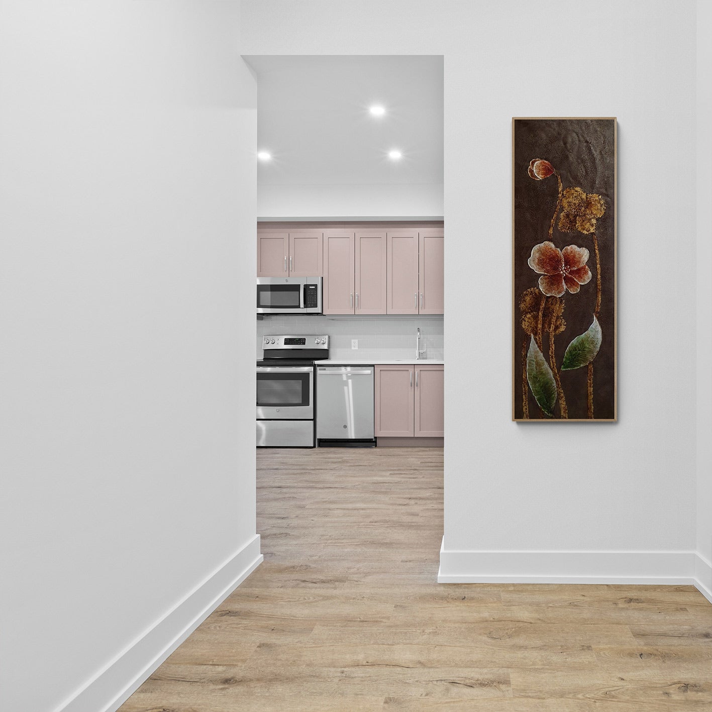 Cuadro Flor Plata 40x120 cm
