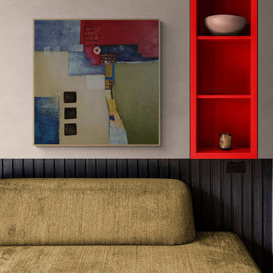 Cuadro decorativo abstracto con formas geométricas