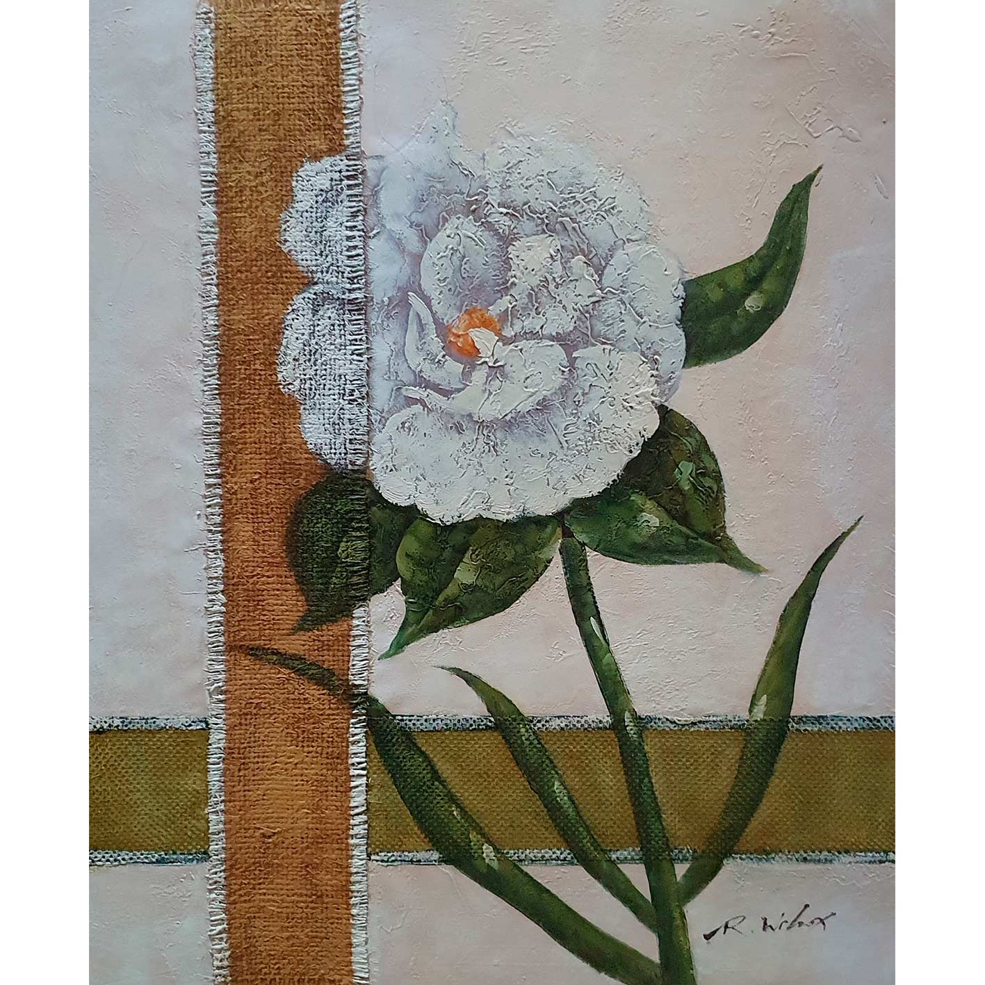 arte al óleo con flores naturales
