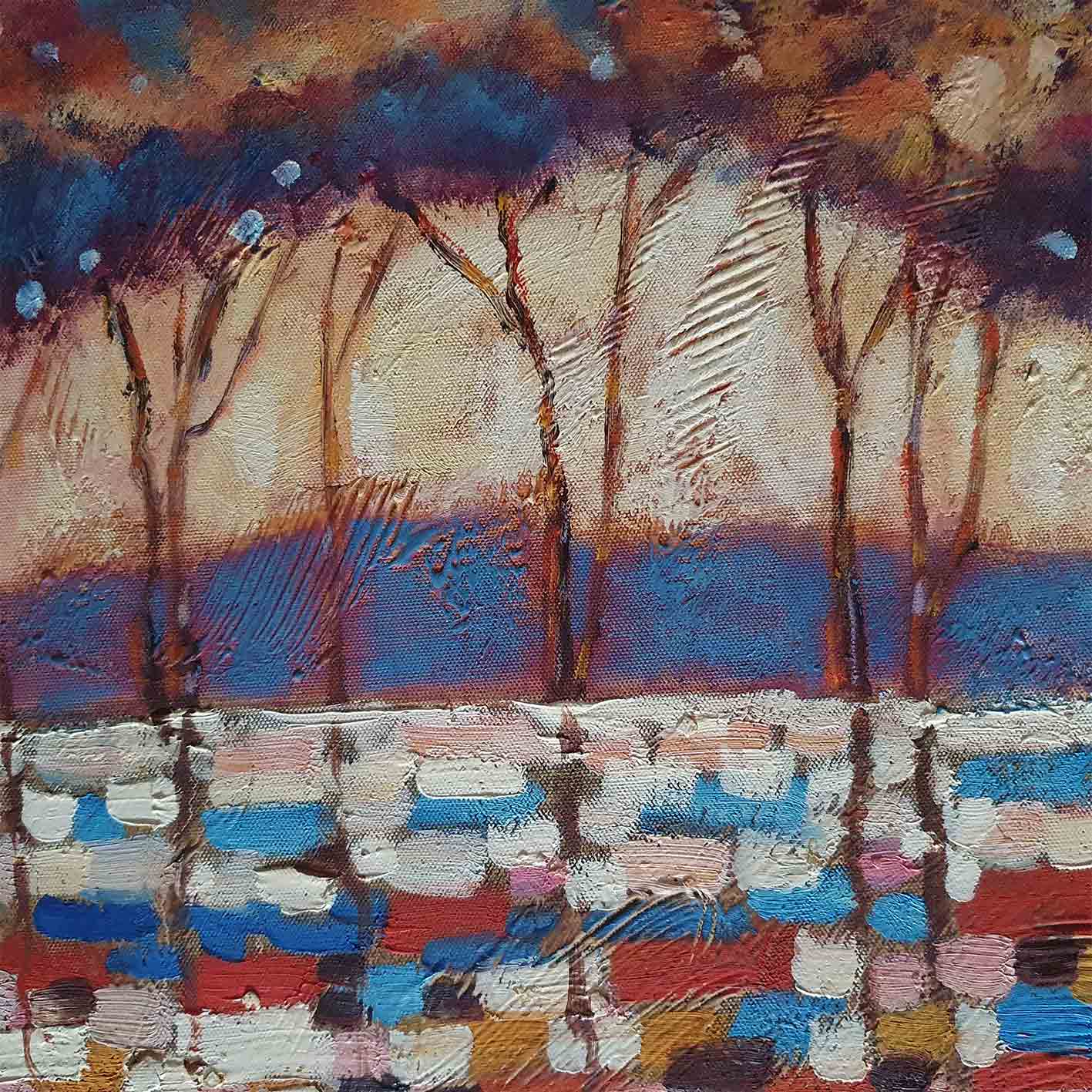 Set de 2 Cuadros Abstractos de Paisajes – Pintados a Mano