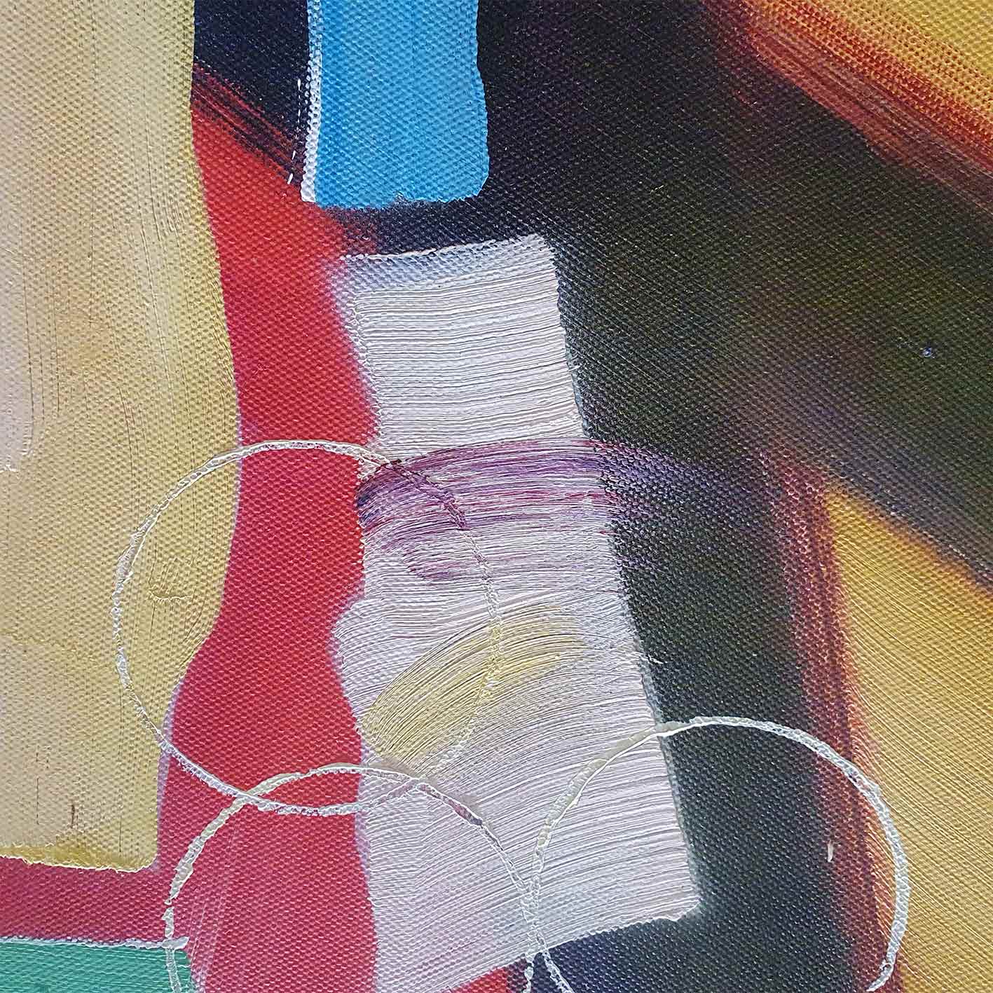 Detalle de Textura de cuadro abstracto colorido pintado a mano al óleo en estilo contemporáneo
